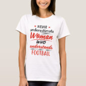 サッカーを理解している女性を決して過小評価しない Tシャツ (正面)
