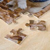 サッカーを遊んでいるコーギー ジグソーパズル (側面)