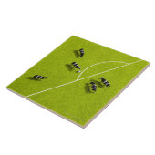 サッカーを遊んでいる牛 タイル (側面)