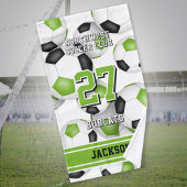 サッカーアスリートとチーム名グリーンブラック ハンドタオル