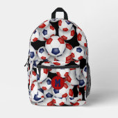 サッカーアスリートの赤青チームカラー プリントバックパック (正面)