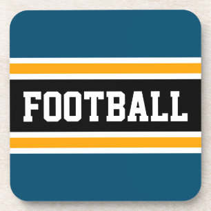 サッカーアスレチック海ブルーイエローブラックストライプ選手 コースター