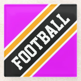 サッカーアスレティックブライトピンクブラックスラントストライプボール ガラスコースター