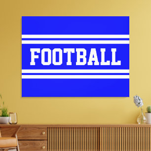 サッカーアスレティックブライトブルーホワイトレーシングストライプ キャンバスプリント