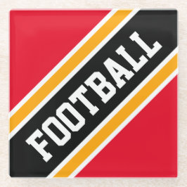 サッカーアスレティックブライトレッドブラックスラントストライプ ガラスコースター