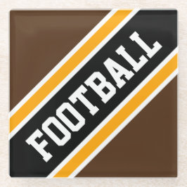 サッカーアスレティックブラウンブラックスラントレーシングストライプ ガラスコースター