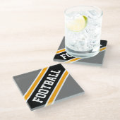 サッカーアスレティックブラックグレースラントレーシングストライプ ガラスコースター (アングル)