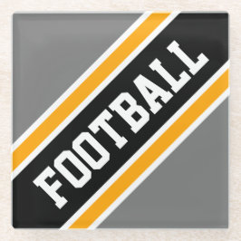 サッカーアスレティックブラックグレースラントレーシングストライプ ガラスコースター