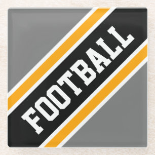 サッカーアスレティックブラックグレースラントレーシングストライプ ガラスコースター