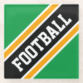 サッカーアスレティックライトグリーンブラックスラントストライプ ガラスコースター