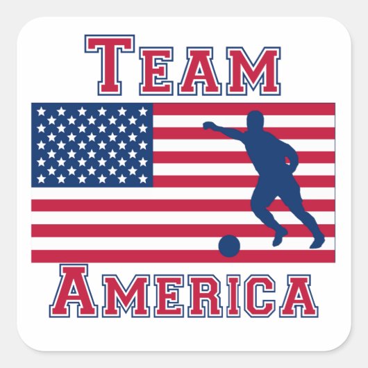 サッカーアメリカ国旗のチーム・アメリカ スクエアシール (正面)