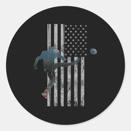 サッカーアメリカ国旗USAチームギフトキッカー ラウンドシール (正面)