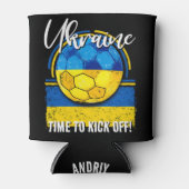 サッカーウクライナ国旗、ヨーロッパスポーツファン 缶クーラー (正面)