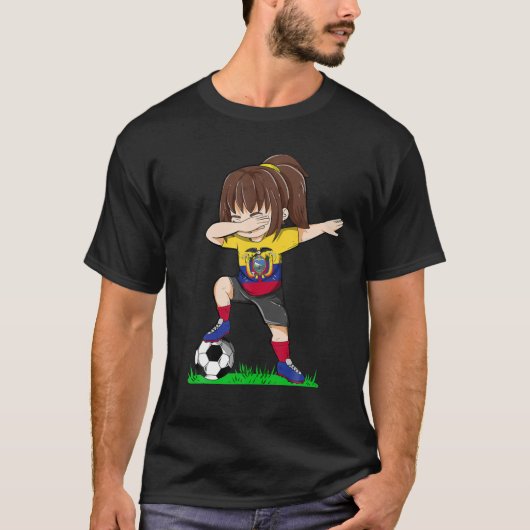 サッカーエクアドルジャージー国旗サッカー女子Da Tシャツ (正面)
