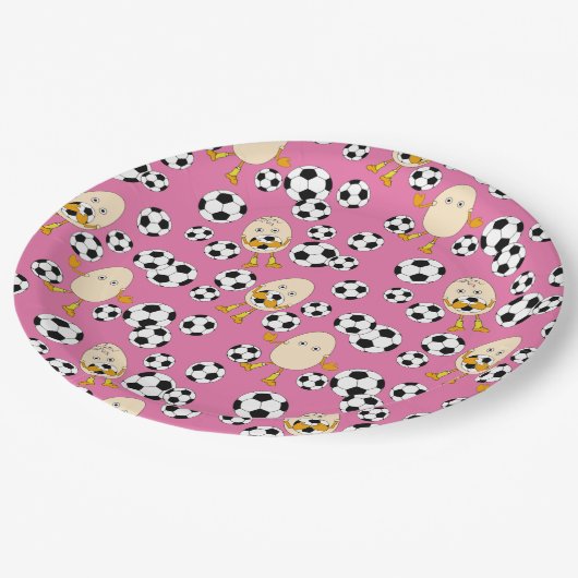 サッカーエッグヘッド模様 ペーパープレート (アングル)