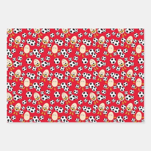 サッカーエッグヘッド模様 ラッピングペーパーシート (正面2)