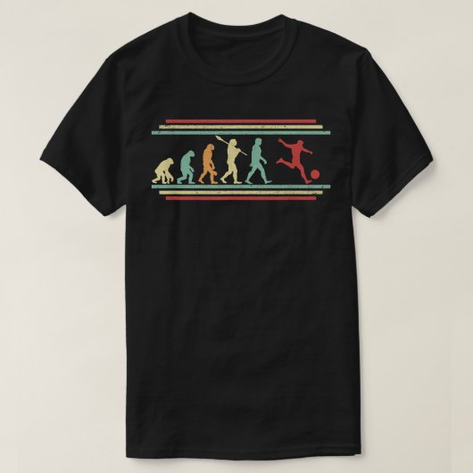 サッカーエボリューションヴィンテージスタイルサッカープレーヤキック Tシャツ (デザイン正面)