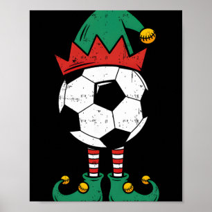 サッカーエルフ クリスマス おもしろい Xmas エルフ サッカー好き K ポスター