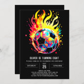 サッカーエレガントの子供のオンライン誕生日 招待状 (正面/裏面)