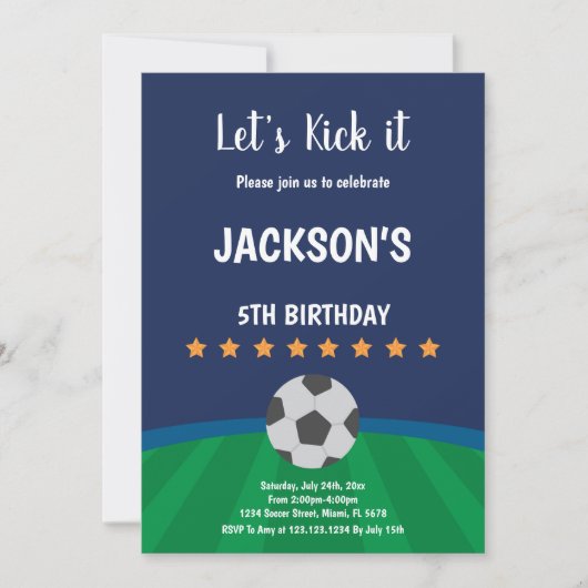 サッカーエレガントパーティーデザイン 招待状 (正面)