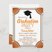 サッカーオレンジ&ブラック卒業パーティー インビテーションポストカード (正面/裏面)