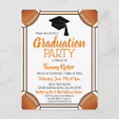 サッカーオレンジ&ブラック卒業パーティー インビテーションポストカード (正面)