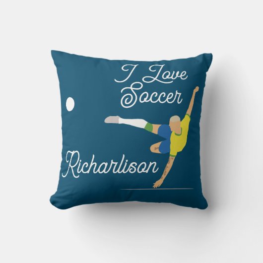 サッカーオーバーヘッドキックブラジルTシャツ クッション (正面)