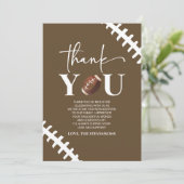 サッカーオーボーイブラウンホワイトベビーシャワー サンキューカード (スタンド正面)