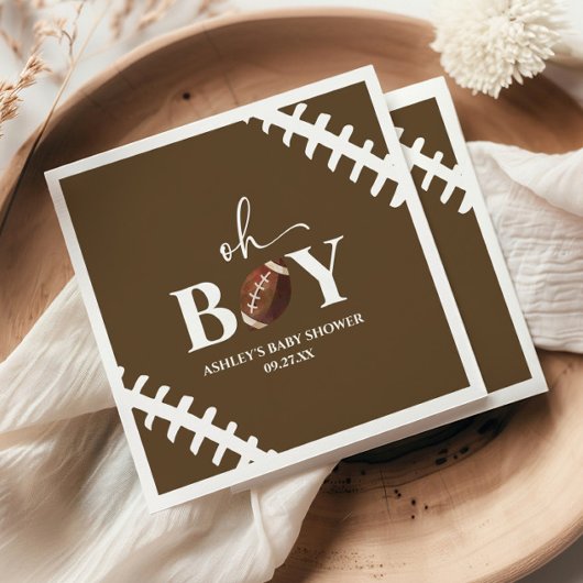 サッカーオーボーイブラウンホワイトベビーシャワー スタンダードカクテルナプキン