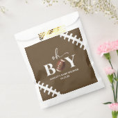 サッカーオーボーイブラウンホワイトベビーシャワー フェイバーバッグ (封をした状態)