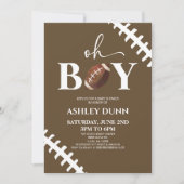 サッカーオーボーイブラウンホワイトベビーシャワー 招待状 (正面)