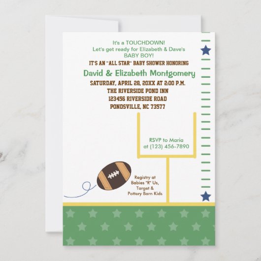 サッカーオールスタースポーツテーマベビーシャワー招待状 招待状 (正面)