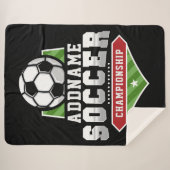 サッカーカスタマイズADD文字Varsityチームプレーヤー シェルパブランケット (正面(横))