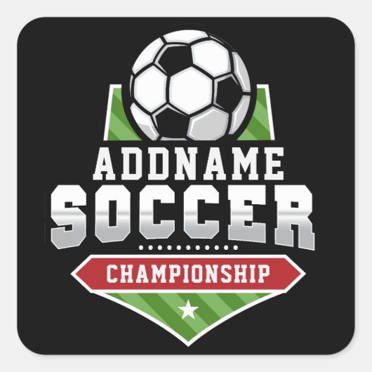 サッカーカスタマイズADD文字Varsityチームプレーヤー スクエアシール (正面)