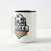 サッカーカスタマイズADD文字Varsityチームプレーヤー ツートーンマグカップ (正面左)