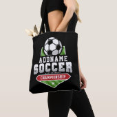 サッカーカスタマイズADD文字Varsityチームプレーヤー トートバッグ (クローズアップ)