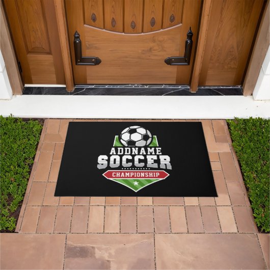 サッカーカスタマイズADD文字Varsityチームプレーヤー ドアマット (室外)