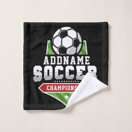 サッカーカスタマイズADD文字Varsityチームプレーヤー バスタオルセット (ウォッシュタオル)