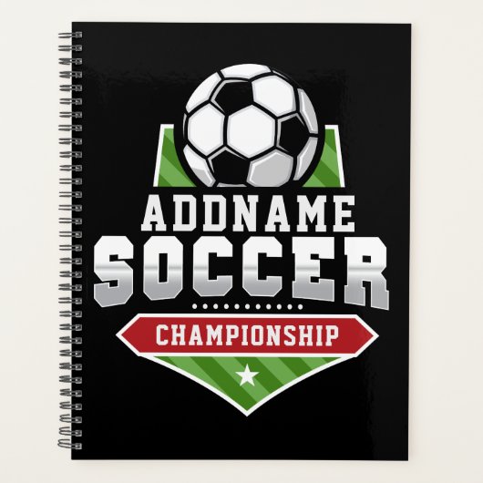 サッカーカスタマイズADD文字Varsityチームプレーヤー プランナー手帳 (正面)