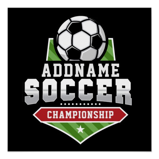 サッカーカスタマイズADD文字Varsityチームプレーヤー ポスター (正面)