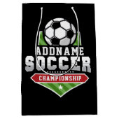 サッカーカスタマイズADD文字Varsityチームプレーヤー ミディアムペーパーバッグ (正面)