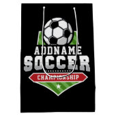 サッカーカスタマイズADD文字Varsityチームプレーヤー ミディアムペーパーバッグ (裏面)