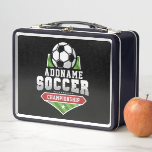 サッカーカスタマイズADD文字Varsityチームプレーヤー メタルランチボックス