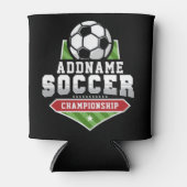 サッカーカスタマイズADD文字Varsityチームプレーヤー 缶クーラー (正面)