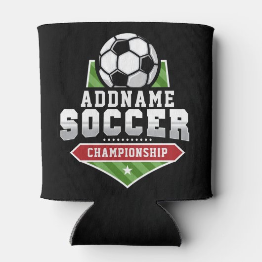 サッカーカスタマイズADD文字Varsityチームプレーヤー 缶クーラー (裏面)