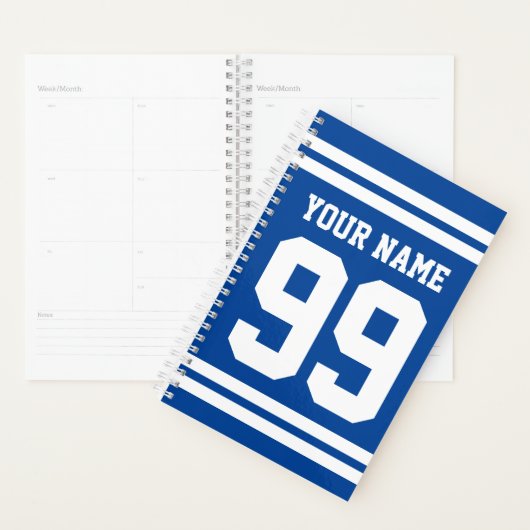 サッカーカスタムのスポーツジャージーの番号と名前 プランナー手帳 (ディスプレー)