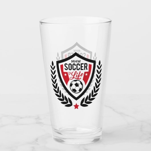 サッカーカスタムのモノグラムロゴ タンブラーグラス (正面)