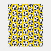 サッカーカスタムの球模様（黄・黒） フリースブランケット (正面)