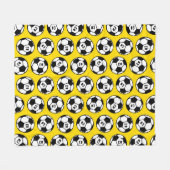 サッカーカスタムの球模様（黄・黒） フリースブランケット (正面(横))