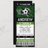 サッカーカスタムチケット誕生日がパーティーを供給 招待状 (正面/裏面)